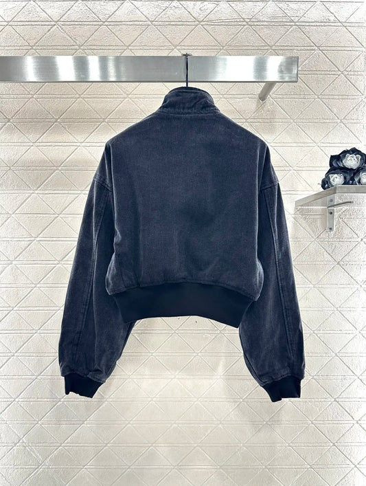 2025 early autumn fashion new high-end customized women's short jacket denim short flight jacket zipper cardigan coat