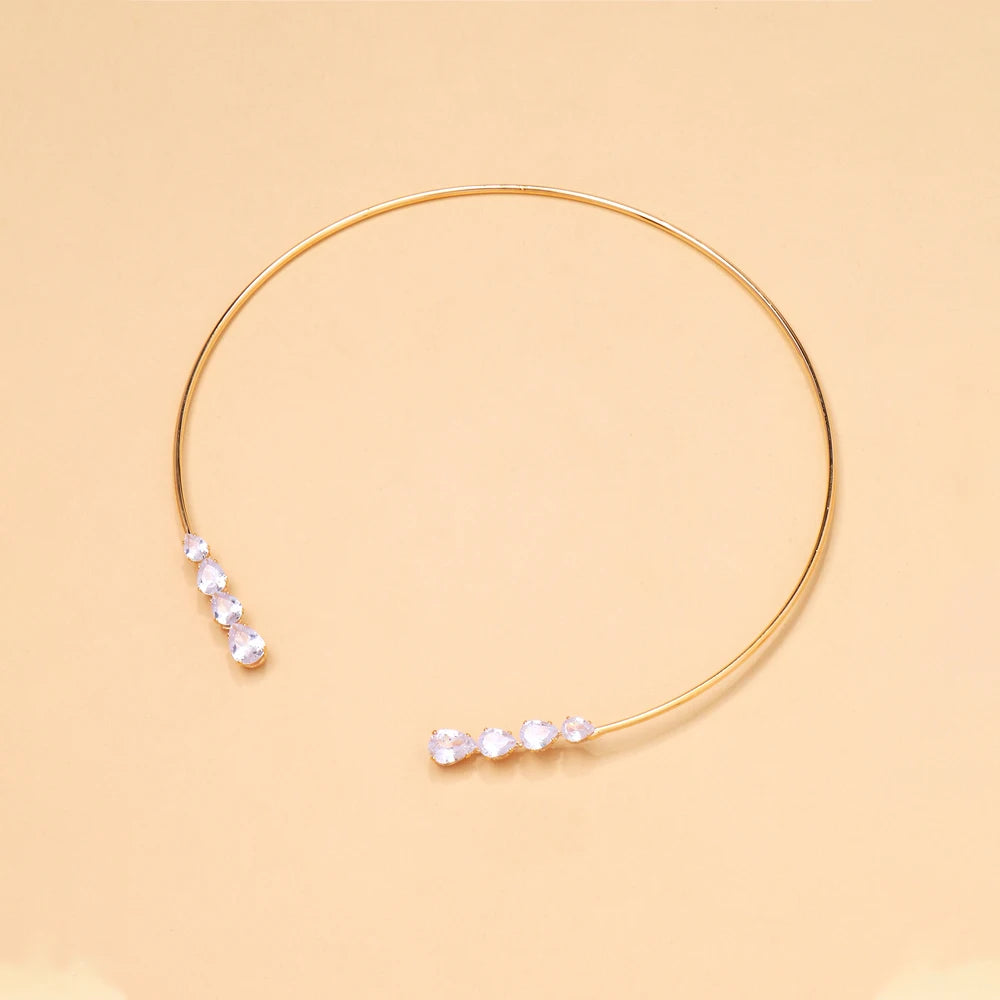 Stonefans Water Drop Choker Necklace Women Bling Neck Prom Accessories Rhinestone Fashion Sparkly Wedding Jewellery Party Collar