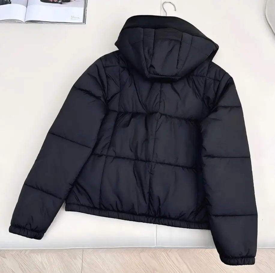 2025 Autumn & Winter Must-Have! Women's Windproof Waterproof Nylon Hooded Drawstring Down Jacket - Lightweight Warm, Perfect for