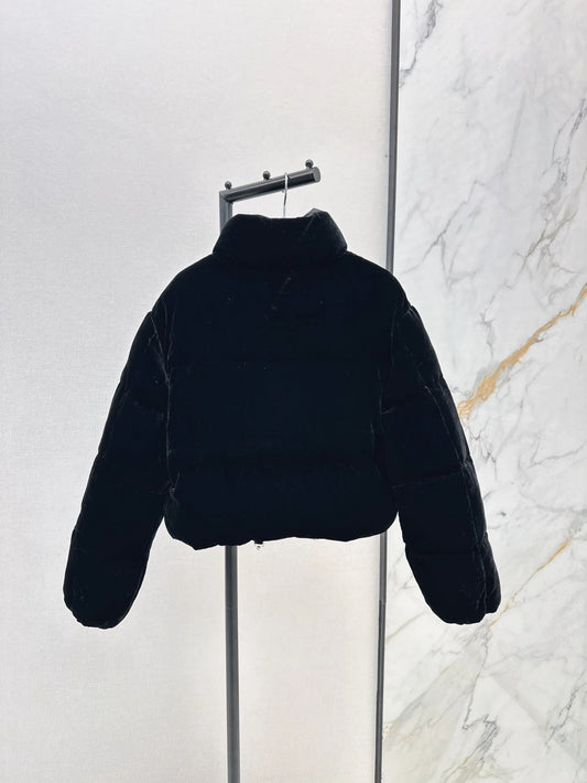 2025 Autumn/Winter New Velvet Stand up Collar Short Down Jacket Short Version Versatile Lightweight and Soft Sticky 364