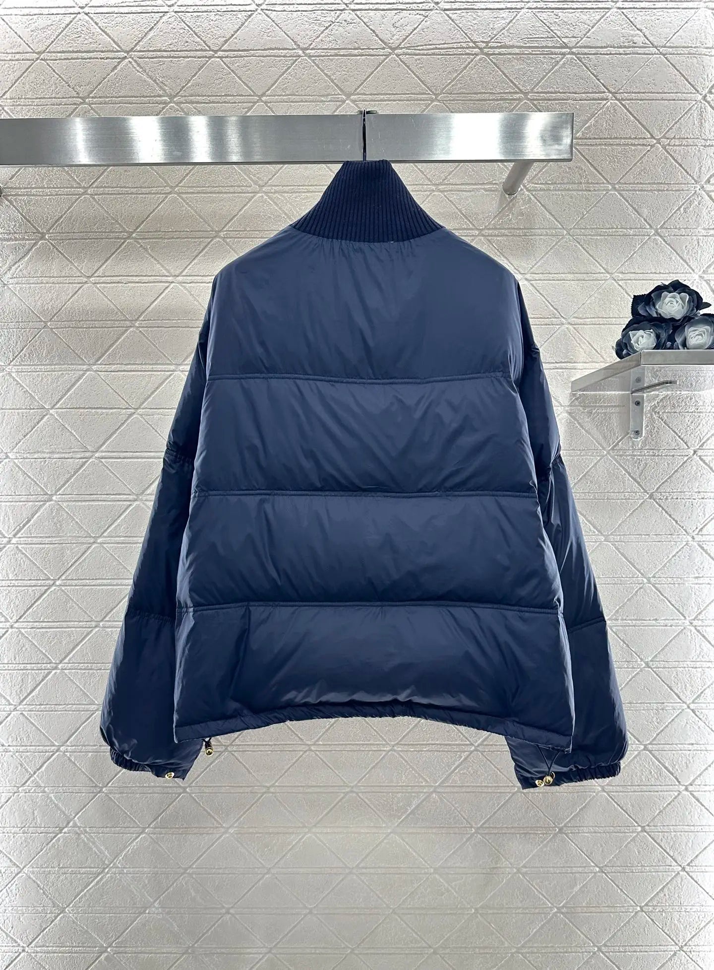 2025 autumn and winter new high-end customized women's warm stand-up collar down cotton jacket collar edge knitted ribbed