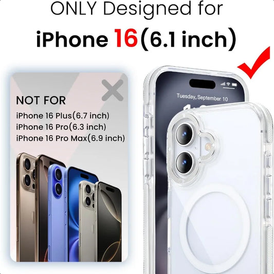 3 in 1 for iPhone 16 Case Clear with MagSafe YellowingResistant Acrylic Back Shockproof Guard Corners MilitaryGrade Protection