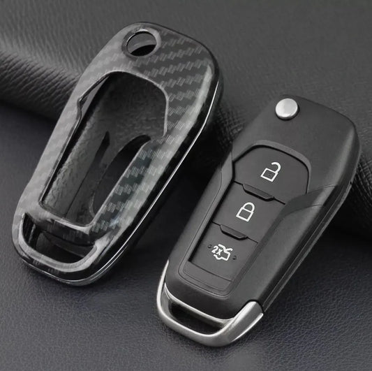 Car Key Case Carbon Fiber Flip Key Shell Cover Fob Case For Ford Everest Ecosport F150 XL/XLT/STX F250 F350 F450 Ranger XL XLT