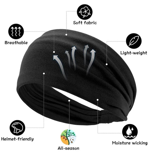 5pc Sports Headbands for Men Women Non-Slip Moisture Wicking Workout Sweatband Fitness Running Cycling Football Yoga Hairband