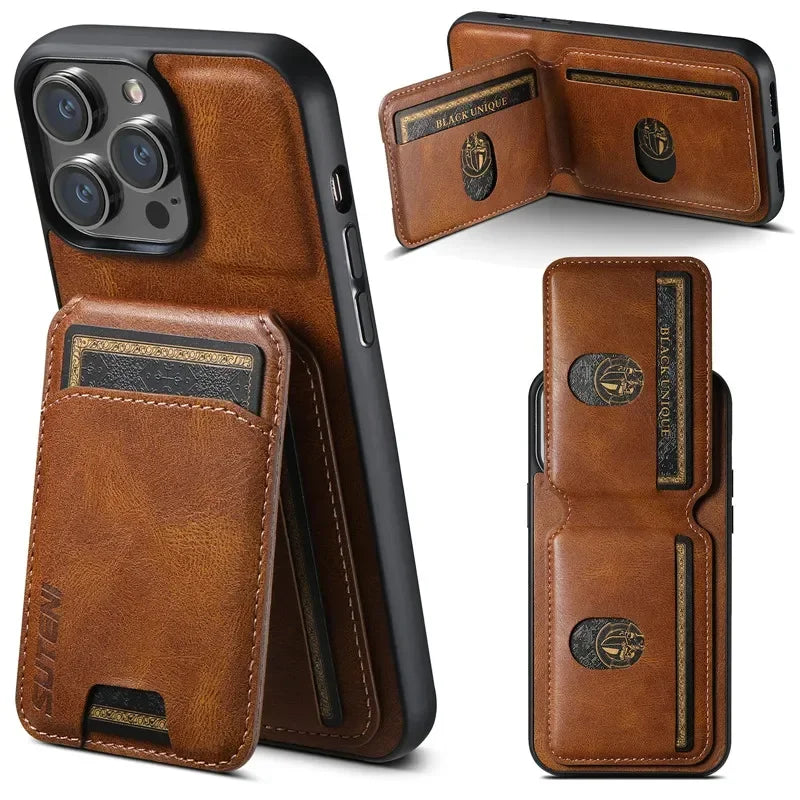 Luxury Wallet Phone Case Card Holder Leather Magnetic Pocket Cover For iPhone 16E 16 15 14 13 12 11 Pro Max Plus XS XR 16ProMax