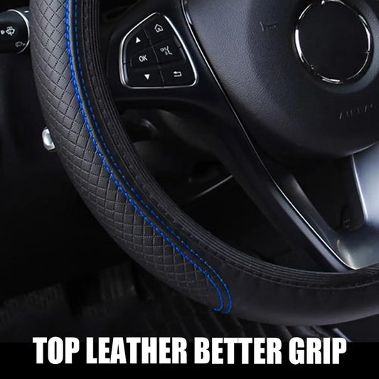 14.5-15inch Steering Wheel Cover Soft PU Leather Car Steering Wheel Cover with Anti-Slip Linning Universal 37-38cm Size