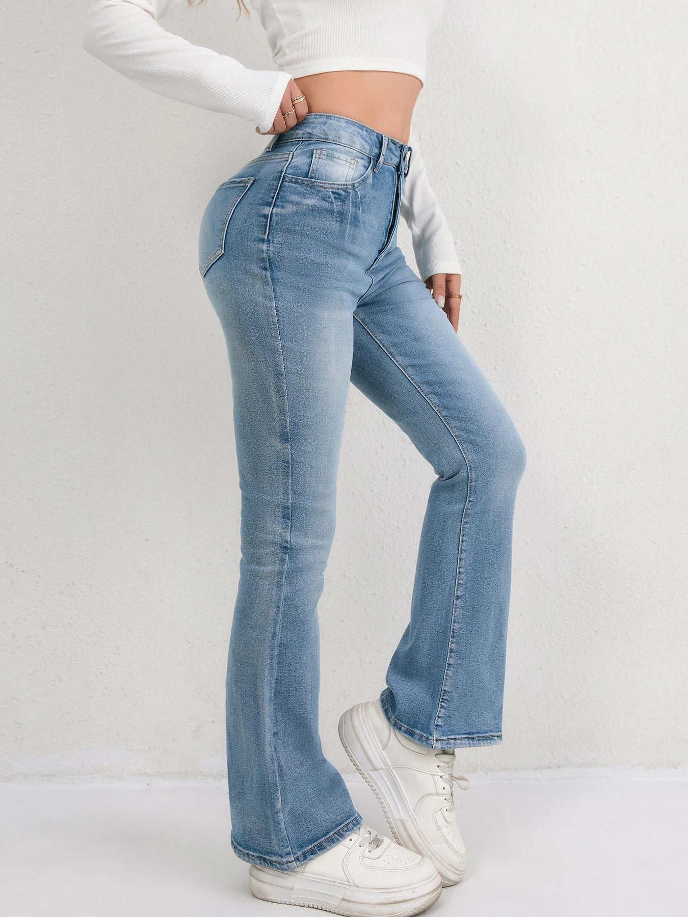2025 Slimming Denim Pants Women's Jeans Micro Flares European and American Style Casual Versatile High Waist Washed Trousers
