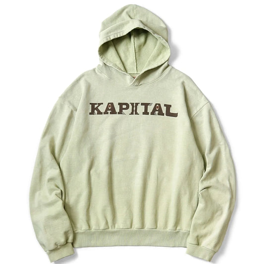 KAPITAL Japanese casual pure cotton letter print old hooded sweater