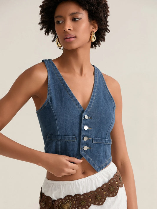 Women s Distressed Denim Jacket Vintage Ripped Jean Coat Casual Streetwear Outerwear Sleeveless Vest Top for Summer