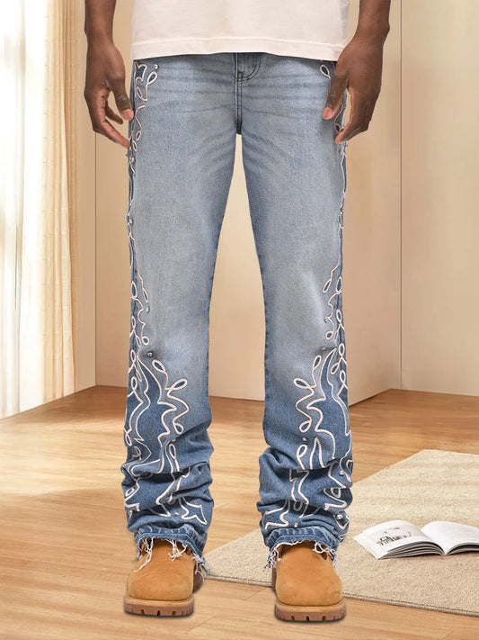 Men s  Fit Stretch Denim Jeans with Classic Five-Pocket Styling and Distressed Details for Everyday Wear