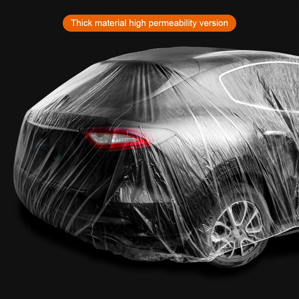 Universal Protective Shield Waterproof Transparent Car Cover Dust-Proof Full Cover for Sedan SUV Van for Vehicle Automobile