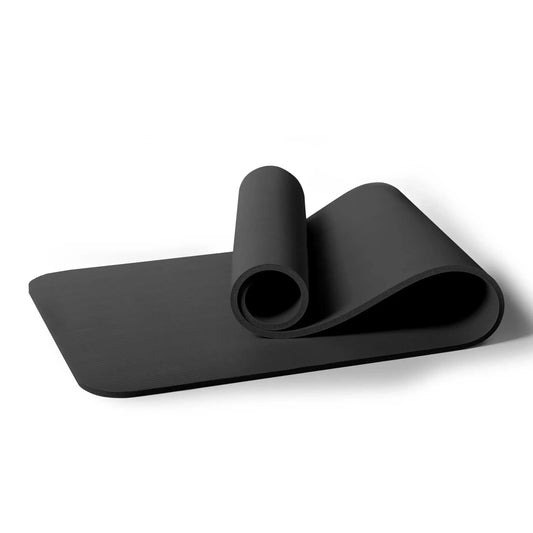 All-Purpose 12mm Thick Exercise Mat, 72x24 Inch NBR Foam, Non-Slip Yoga Mat with Carry Strap, for Home Gym, Fitness, Black