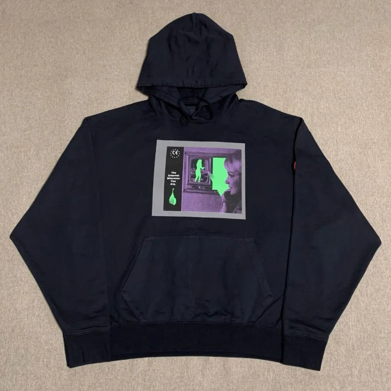 Winter CAVEMPT Hoodies Fashion Street Flower Letter Logo Print Black Hoody Oversized Casual Loose Men Women Hooded Sweatshirts