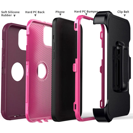 For iPhone 11/11 Pro/11 Pro Max Shockproof Phone Case Rugged Hybrid Heavy Duty Soft Protective Cover With Belt Clip