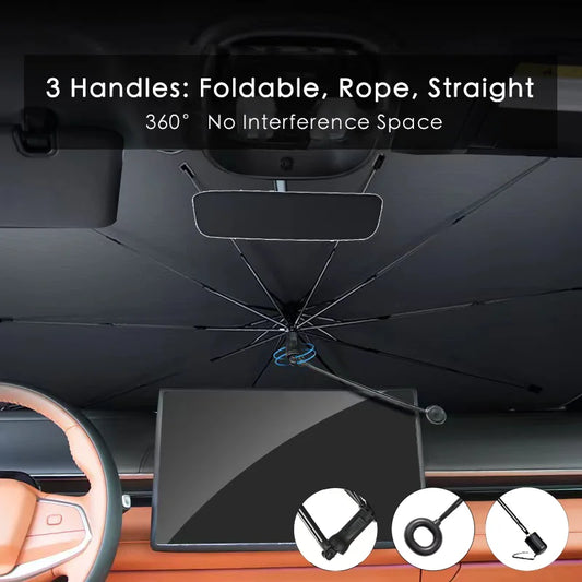 Car Umbrella Sunshade Windshield Front Cover Window Foldable Sun Shade Block Heat Portable Bent Parasol Auto Curved Model Shades