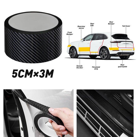 5CMx3M Car Stickers Carbon Fiber Auto Door Threshold Trunk Protective Strip Anti Scratch Tape Waterproof Decal Car Accessories
