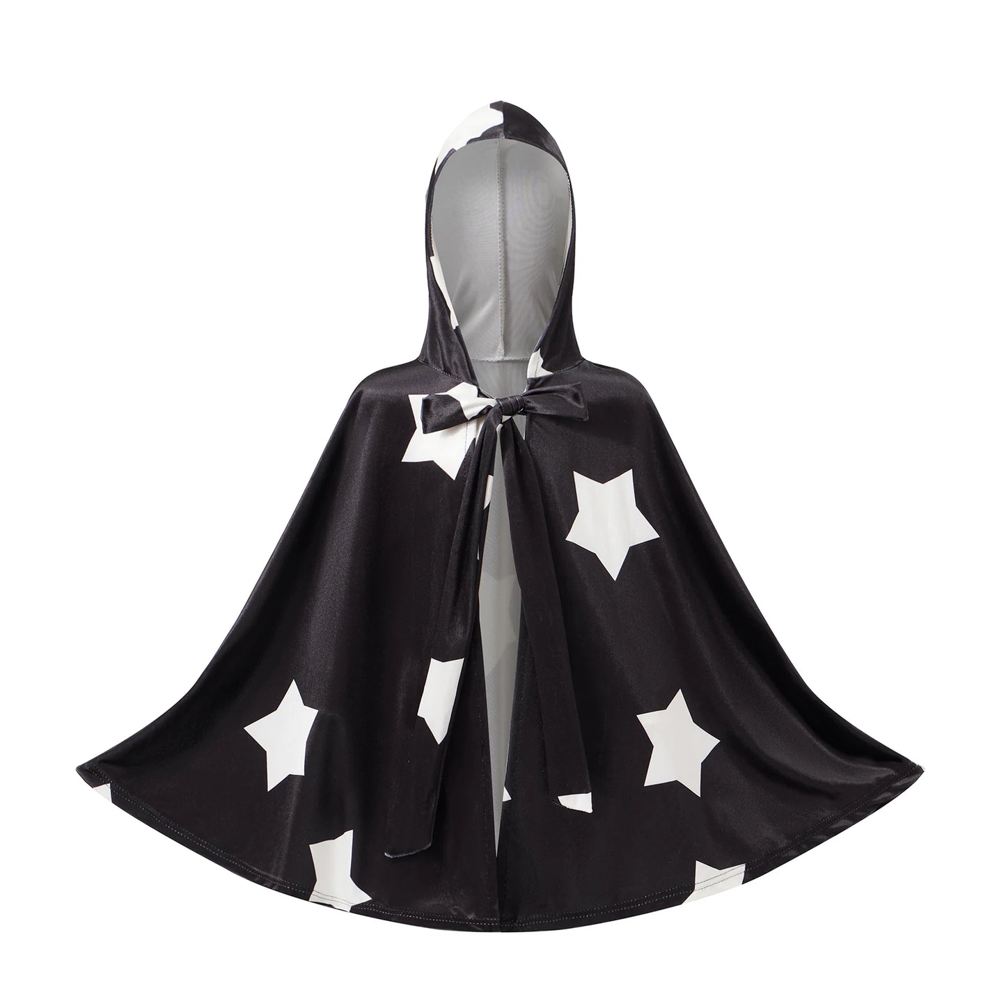 Kids Halloween Witch Cape Costume with Classic Star Pattern and Hooded Wizard Cape for Cosplay Outfit Fun and Magic Theme