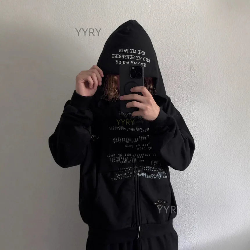 European and American y2k printed letter pullover sweatshirt long sleeved pullover hoodie