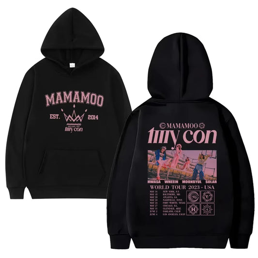2024 Kpop Mamamoo Group Music Tour Black Hoodie New Men Women Fashion Y2k Sweatshirt Unisex Casual  Long Sleeve Pullovers