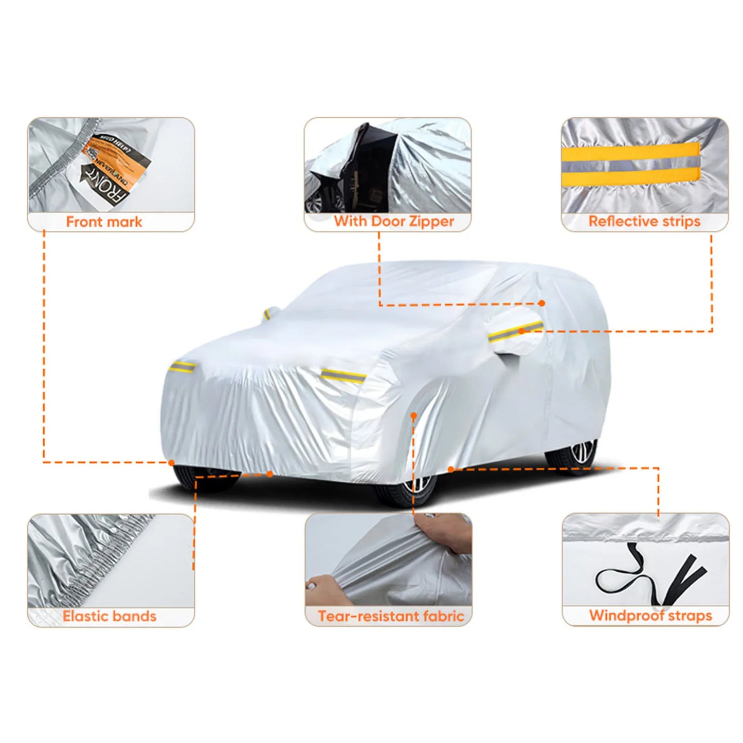NEVERLAND Car Cover Waterproof All Weather for Automobiles, Waterproof Outdoor 190T TAFFETA Car Cloth , Size L XL XXL