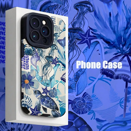 Fashion Ocean Theme Phone Case Compatible with IPhone 16 Pro Max 15 Pro 14Plus 13 12 11 X/XS Smartphone Accessories Shockproof