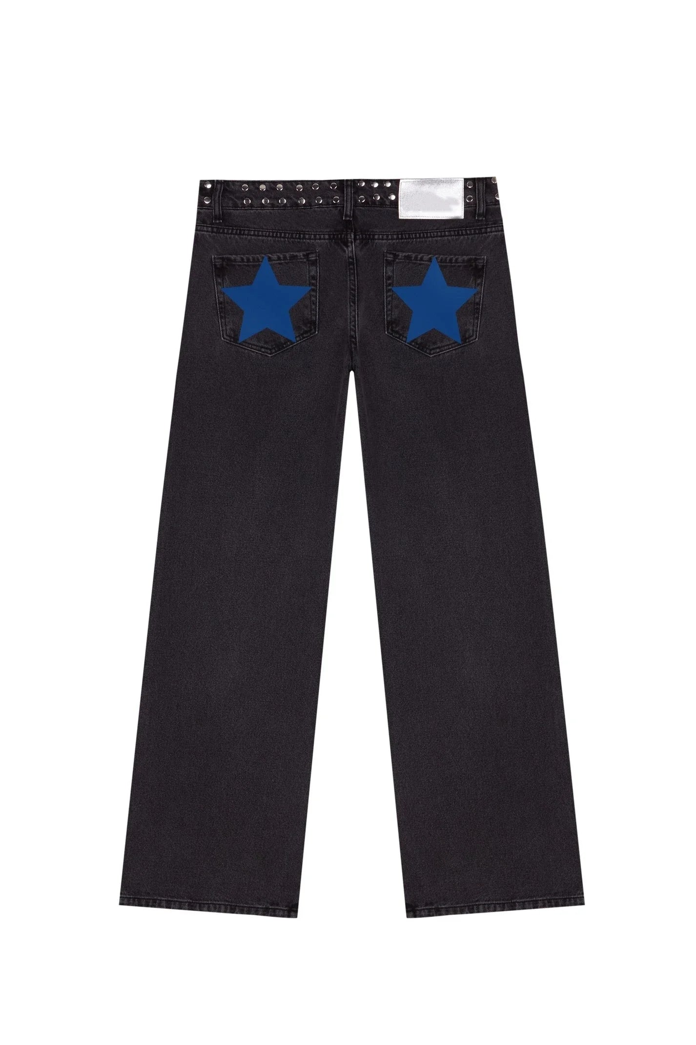 ONE DILEMMA Blue Five-Pointed Star High Waited Jeans Y2K Street Harajuku Baggy Jeans Women Clothing Casual Straight Denim Pants