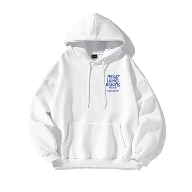 2025 New Men's Fashion Casual Long-sleeved Hoodie Hip Hop Sweatshirt Street Hip Hop Hooded Sweatshirt Solid Color Printed Coat