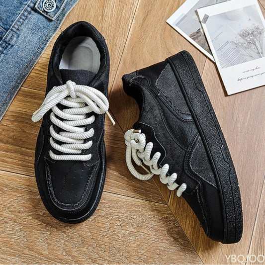 Thick soled men's autumn new versatile casual sports low top board shoes height increasing soft sole wear-resistant trendy shoes