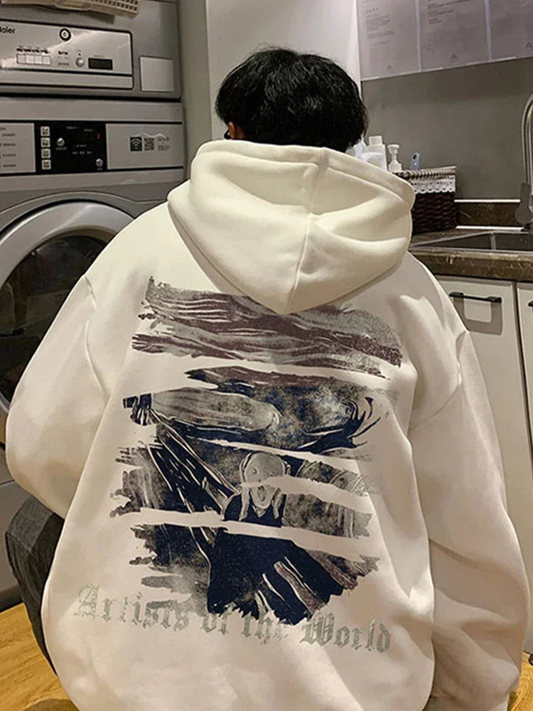 Autumn Goth Graphic Print Hooded Sweatshirts For Men Oversized Y2K Streetwear Hoodies New In Harajuku Fashion Pullover Hoodie