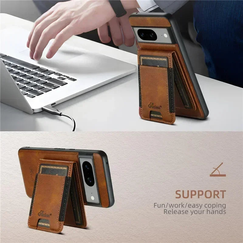 Luxury Magsafe Magnetic Wallet Leather Phone Case For Google Pixel 10 9 Pro XL Pixel 8 7 6 Pro 6A 7A 8APocket Card Holder Cover