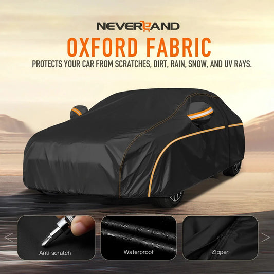 NEVERLAND Car Cover, Outdoor Heavy Duty Full Car Cover, Black , Fit For Universal Auto Exterior, Size L And XXL
