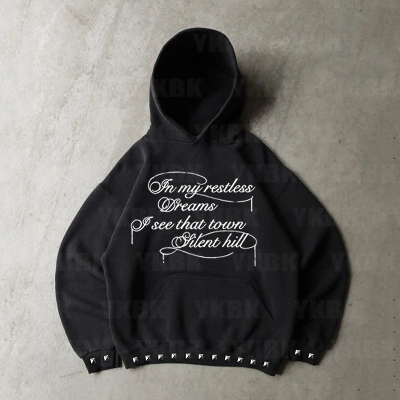 Autumn Winter New Minimalist Design Men Women Hooded Sweatshirt Y2k Loose Fashion Print Letter Harajuku Casual Goth Sweatshirt