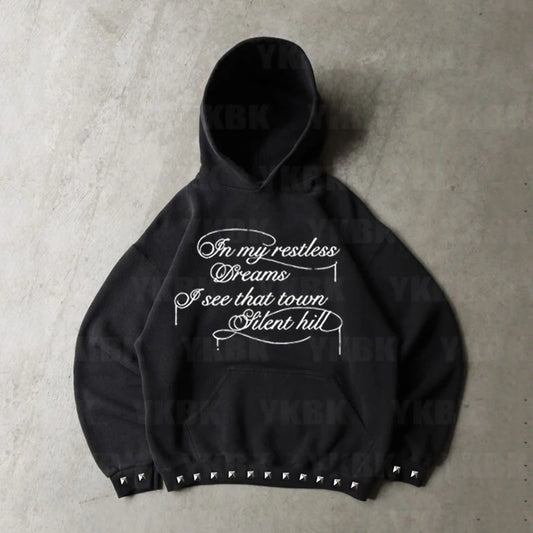 Autumn Winter New Minimalist Design Men Women Hooded Sweatshirt Y2k Loose Fashion Print Letter Harajuku Casual Goth Sweatshirt