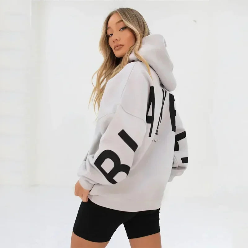 Y2K European new sweatshirt printed letter pullover oversized sweatshirt jacket high street hip hop fashion men and women