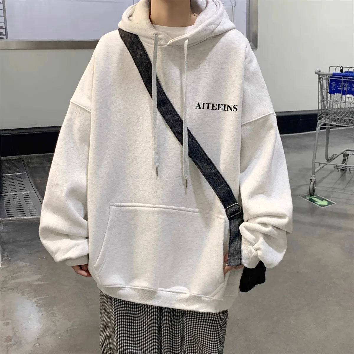 American Retro Hoodies Men Autumn Winter 2025New Fashion Street Letter Print Kangaroo Pouch Y2K Top Men Warm Sweatshirt Student