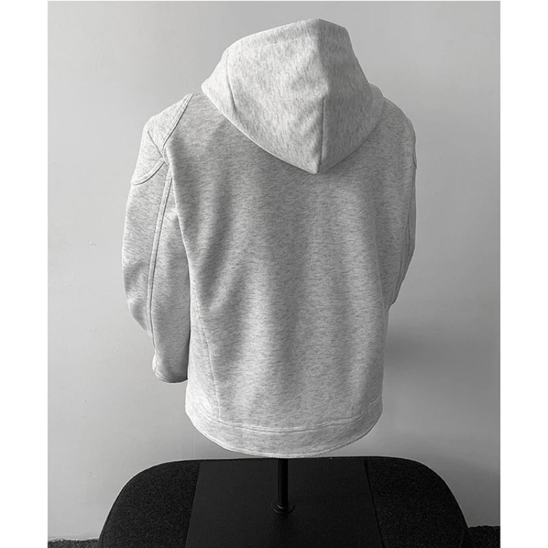 Autumn Regular Shoulder Motorcycle Hooded Sweatshirt with Fake Two - Piece Design | Original Quality Men's Hooded Jacket
