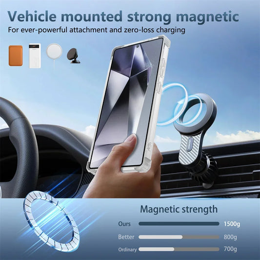 Rotating Magnetic Folding Stand Transparent Phone Case for Samsung S25 S24 S23 Plus FE Note 20 S21 Ultra Armor Shockproof Cover