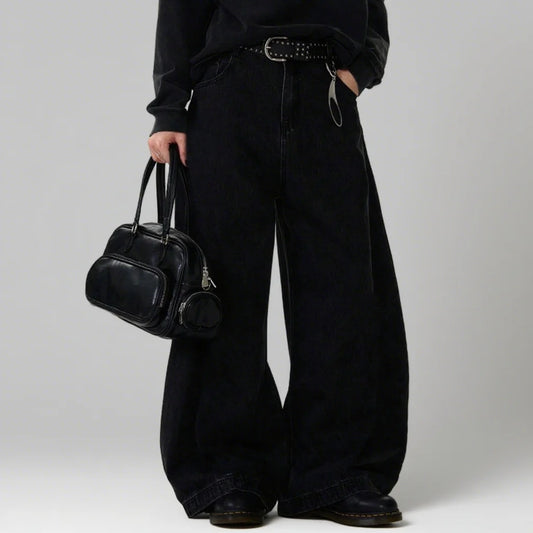 High Streets Summer Men's Jeans New American Wide Leg Curved Knife Denim Pants Loose Solid Color Male Trendy Trousers