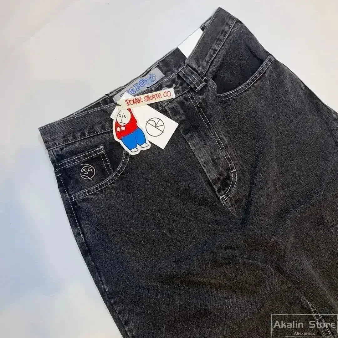 Y2k big boy jeans hip hop cartoon embroidery graphic loose baggy jeans harajuku streetwear high waisted vintage wide leg pants