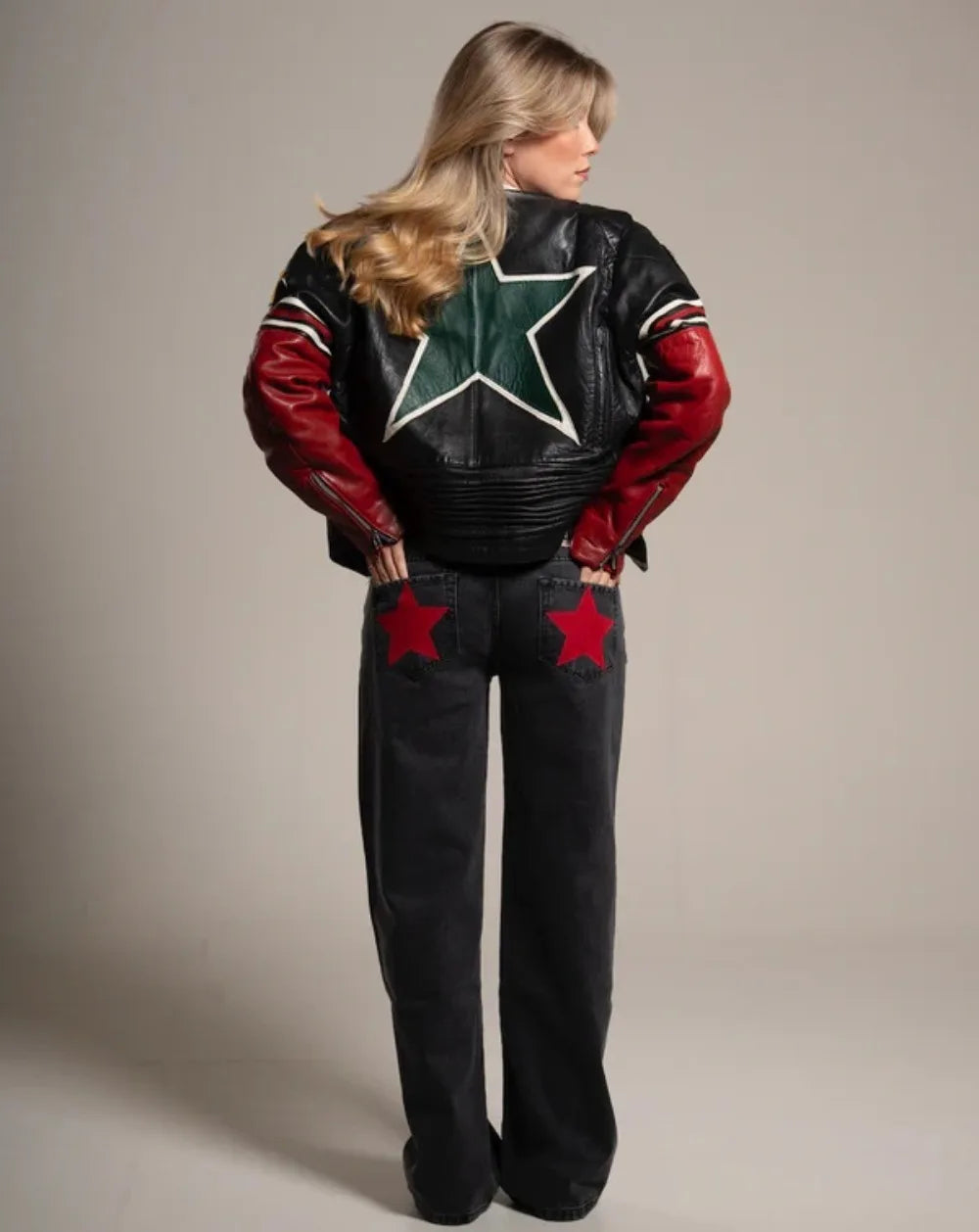 Y2K Blue Vintage Five-Pointed Star High Waited Jeans ONE DILEMMA Fashion Baggy Jeans Women Clothing Casual Straight Denim Pants