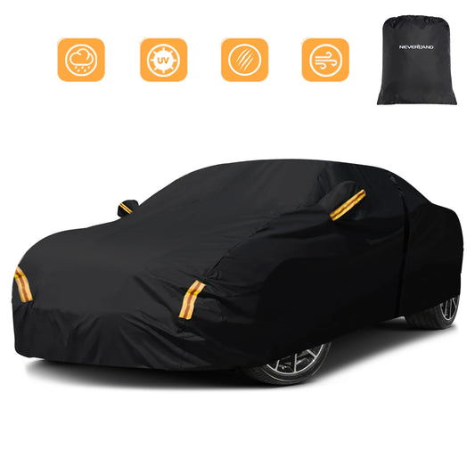 NEVERLAND Car Cover Full Exterior Covers 190T Polyester Taffeta BLACK Size XL 500x185x150CM