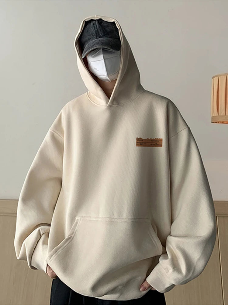 2025 New Suede Hooded Sweatshirts For Men Autumn Y2K Streetwear Printed Hoodies Hip Hop Fashion Retro Fleece Hoody Clothes