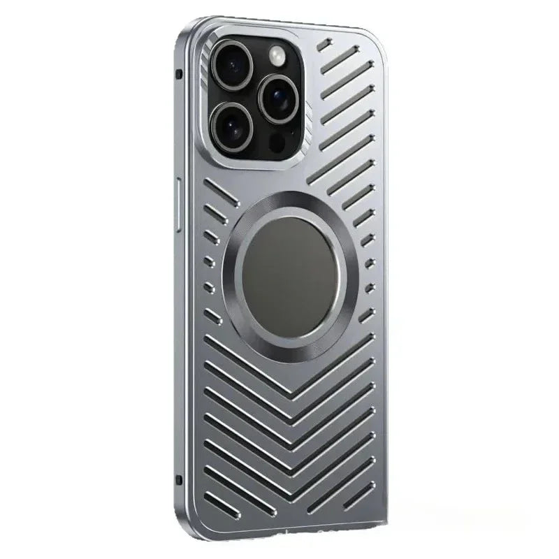for IPhone 12 13 14 15 16 Pro Max Series MagSafe Case Luxury Metal Heat Dissipation Magnetic Phone Cases Aluminum Cooling Cover