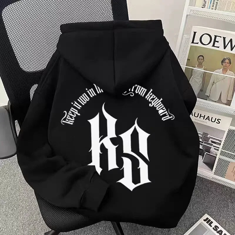 2025 Autumn Goth Fashion Letter Printed Hoodies For Man Hip Hop Cotton Fleece Hooded Sweatshirts Y2K Streetwear Pullover Hoody