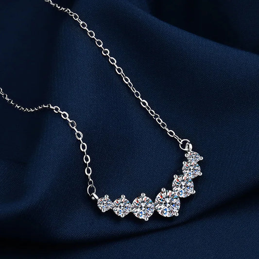Princess Cut Cubic Zirconia Smile Necklace - Italian Waterproof Unisex Jewelry