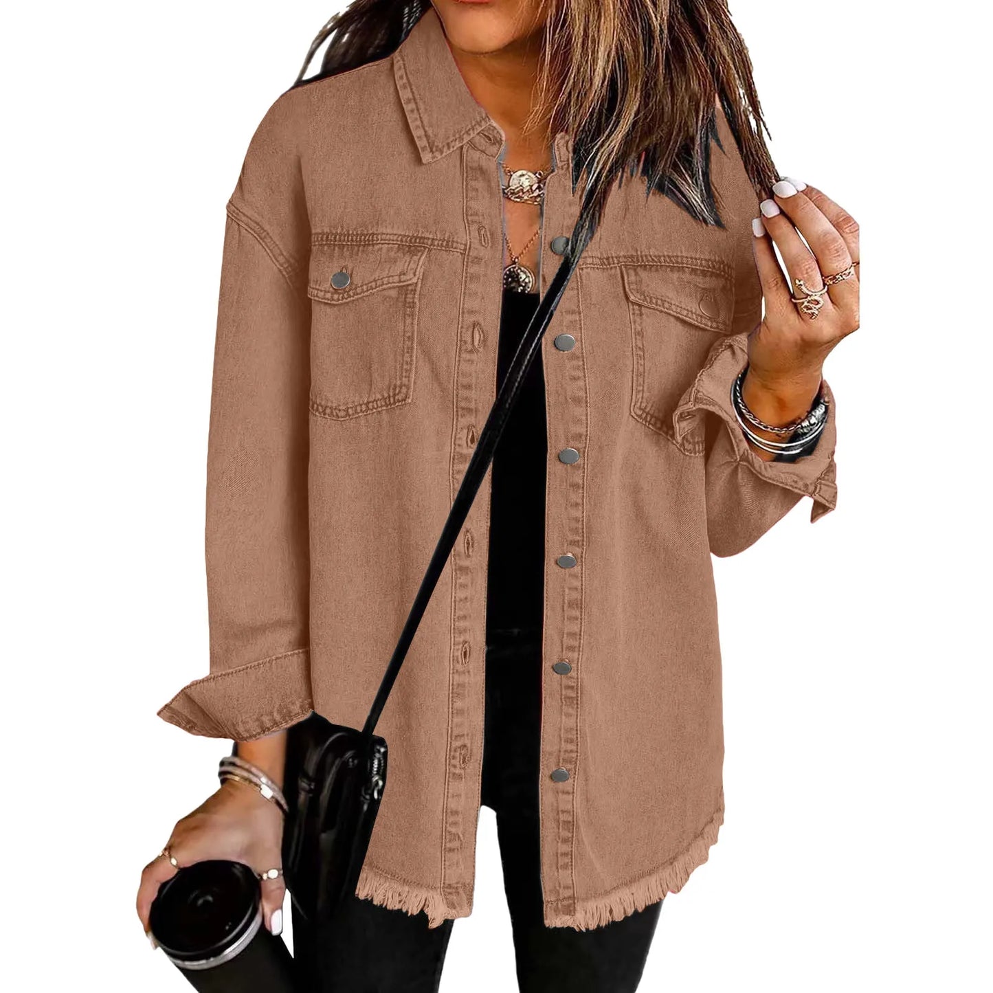 Jean Cardigans Women Fashion Washed Denim Shirt Jacket Autumn And Winter Personality Street Ruffled Denim Jacket For Women