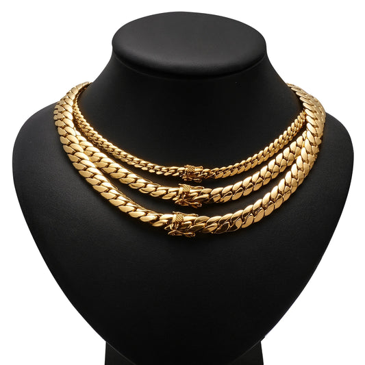 Hip Hop 18K Gold-Plated Cuban Link Necklace – Men's Rapper Bling Tank Chain Jewelry