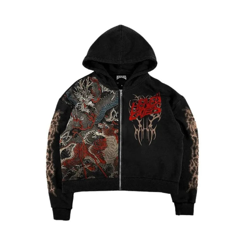 Goth Print Hoodies Men Clothing Street Fashion Hip Hop Harajuku Vintage Sweatshirt Hoodie Loose Casual Hoodies for Men Tops