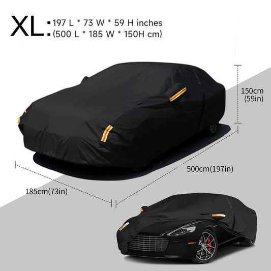 NEVERLAND Car Cover Full Exterior Covers 190T Polyester Taffeta BLACK Size XL 500x185x150CM