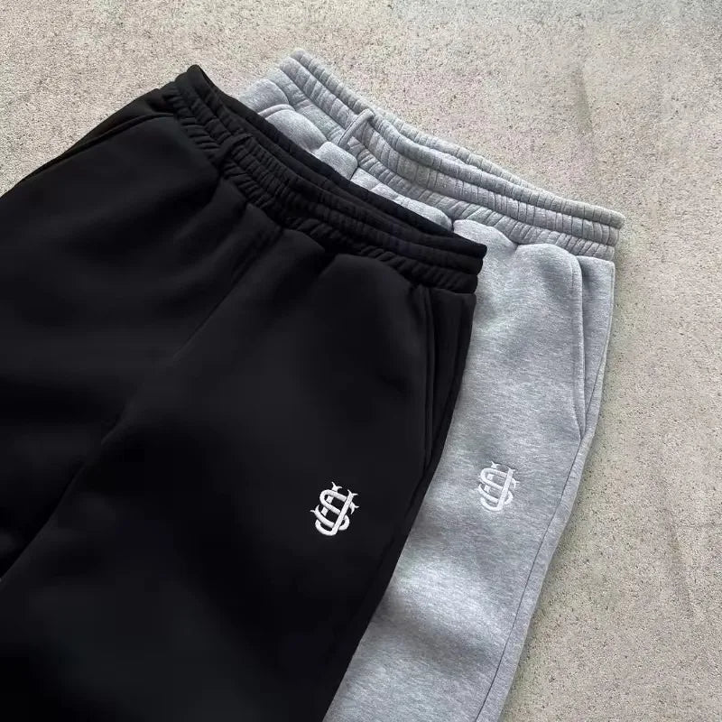 Y2K Letter Zipper Hoodie Men Women Harajuku Fashion Letter Embroidery Pants Retro Oversized Hoodie Sweatshirt Zipper 2pcs Sets